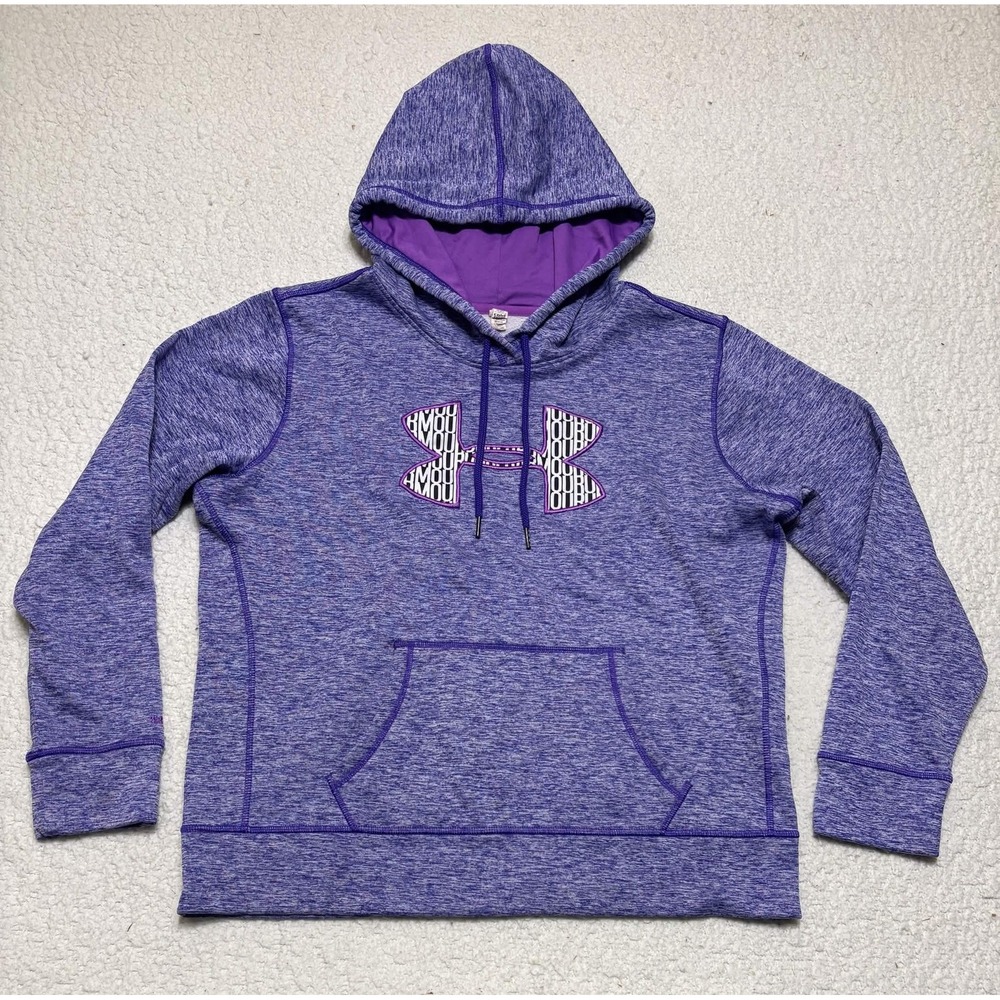 Under Armour Womens Hoodie Pullover Purple ColdGear Storm1 Fleece Large